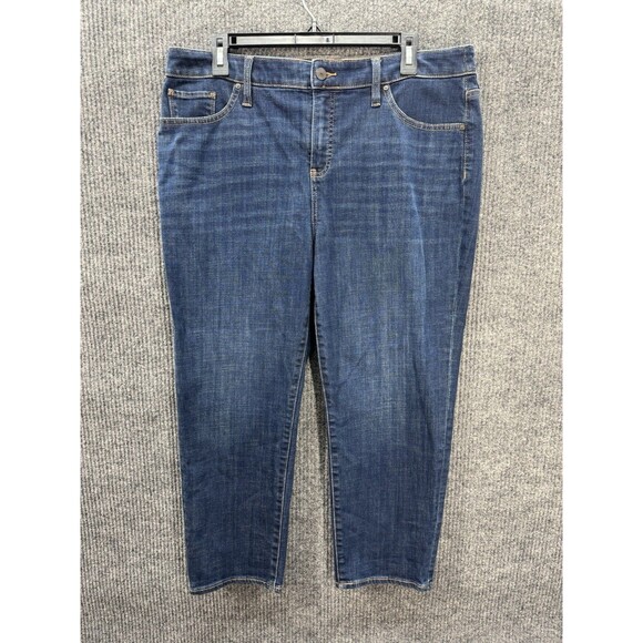 Chicos Jeans Size 2/12US So Slimming Girlfriend Slim Leg Crop Dark Wash Stretch - Picture 2 of 11